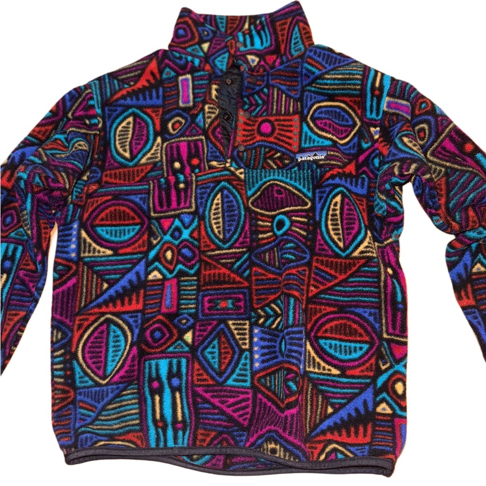 Geometric Fleece Pullover Vtg 90s Patagonia Snap T  Aboriginal 1995 synchilla